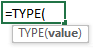 آرگومان‌ها یا پارامترهای ورودی تابع TYPE