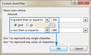 فیلتر کردن اعداد between در اکسل